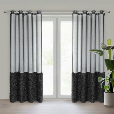EUROFIRANY ZÁCLONA NA KROUŽCÍCH MARION 140X250 CM ČERNÁ – Hledejceny.cz