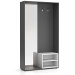 Plan Šatní stěna Border s botníkem a zrcadlem 2 háčky grafit bílá – Zboží Dáma