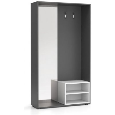 Plan Šatní stěna Border s botníkem a zrcadlem 2 háčky grafit bílá – Zboží Dáma