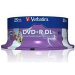 Verbatim DVD+R 8,5GB 8x, Double Layer, AZO, printable, cakebox, 25ks (43667) – Zboží Živě
