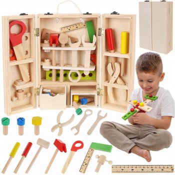 Kinderplay dřevěný box s nářadím pro děti 38ks