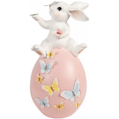 Clayre & Eef Dekorace králík na růžovém vajíčku s motýlky - 16*15*29 cm – Hledejceny.cz