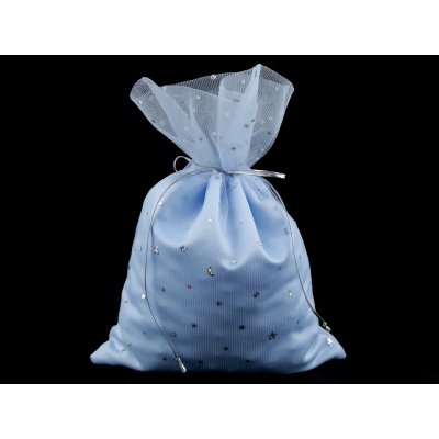 Pro Háčkování Vánoční dárkový pytlík 19x27 cm s hvězdami světle modrý se stříbrnou – Hledejceny.cz