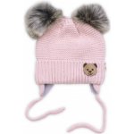 Baby Nellys Dětská zimní čepice s fleecem Teddy Bear chlupáčk. bambulky pudrově růžová – Hledejceny.cz