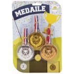 Teddies Medaile se šňůrkou 3ks plast průměr 6cm na kartě – HobbyKompas.cz