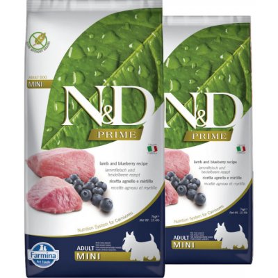 N&D Prime Dog Adult Mini Lamb & Blueberry 2 x 7 kg