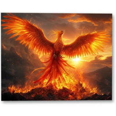 Plakát – Ohnivý fénix nad plameny 100 × 80 cm Bez rámu Bez rámu Ne – Hledejceny.cz