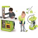 Smoby Set kuchyňka Cherry Kitchen se zvuky a kávovarem a úklidové pomůcky 3v1 – Zbozi.Blesk.cz