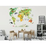 Nalepte.cz Mapa světa se zvířátky samolepky na zeď 75 x 59 cm – Sleviste.cz