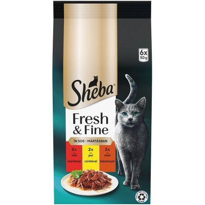 Sheba Fresh & Fine mix hovězí kuře jehněčí 6 x 50 g – Sleviste.cz