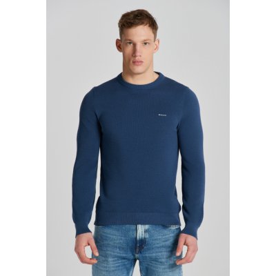 Gant svetr Cotton Pique C-neck modrá – Hledejceny.cz