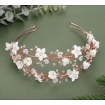 Naishide Jewelry Čelenka do vlasů s bílými keramickými květy Druh barvy: Stříbrná – Zboží Dáma
