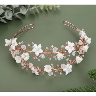 Naishide Jewelry Čelenka do vlasů s bílými keramickými květy Druh barvy: Stříbrná – Zboží Dáma