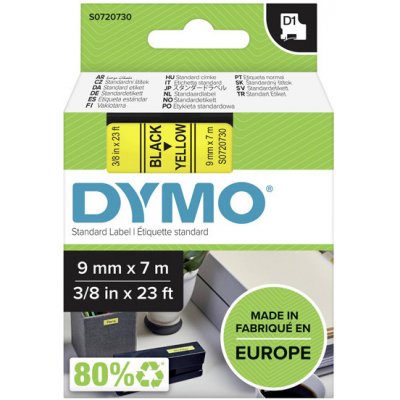 Dymo S0720730 - páska do tiskárny štítků D1, 9 mm x 7 m, černá na žluté – Zboží Mobilmania