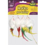 Tommi Myš s peříčkem pro kočky malá, 5 cm, 4 ks – HobbyKompas.cz
