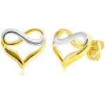 Šperky Eshop Zlaté puzetové náušnice dvoubarevné srdce se symbolem nekonečna S1GG21.36 – Zboží Dáma