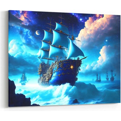 Obraz pirátská loď plovoucí v noci na moři – Zboží Mobilmania