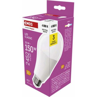 Emos LED žárovka Classic A80 E27 20 W 150 W 2452 lm neutrální bílá ZQ5E83 – Sleviste.cz
