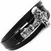 Náramek Steel Jewelry náramek černý kožený s kombinací chirurgické oceli thorovo kladivo NR231028