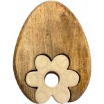 Dekorace dřevo, smalt 110x25x160 mm vajíčko s květinou na postavení, přírodní, krémová – Hledejceny.cz