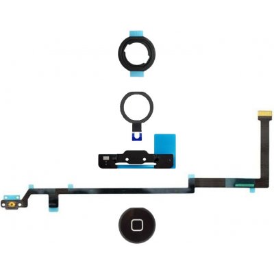Apple iPad Air - Tlačítko Domů + Flex Kabel + Držák + Plastový Kroužek + Těsnění (Black), Black – Hledejceny.cz