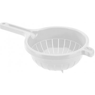 cedník d19x19cm, stojící s rukojetí, bílý, plast – Zboží Dáma