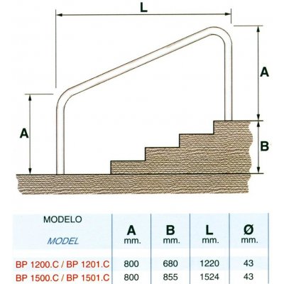 Zábradlí ke schodům 66 cm – Zboží Mobilmania