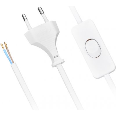 Solight flexo šňůra, 2x 0,75mm2, bílá, plochá, vypínač, 3m PF13 – Zboží Živě