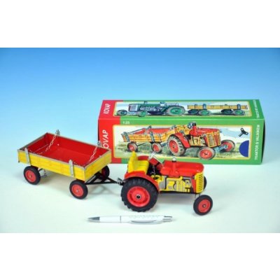 Kovap Traktor Zetor s valníkem červený na klíček kov Kovap