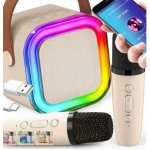 Bezdrátová karaoke sada: 2 mikrofony + reproduktor | RGB podsvícení – Sleviste.cz