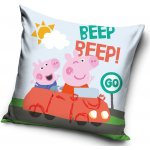 Carbotex polštář prasítko Pepina A peppa Tomík v autě světle modrý 40x40 – Sleviste.cz