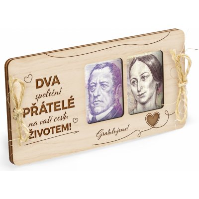 Dřevěná obálka na peníze 20x10cm - Svatební dar - Dva společní přátelé – Zboží Živě