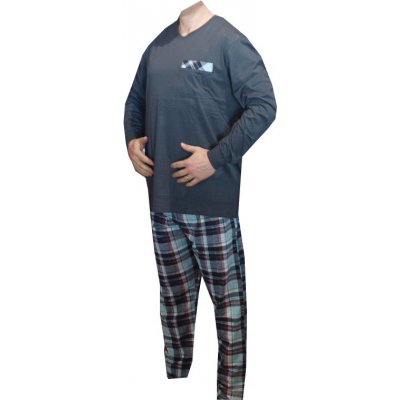 Xcena pánské pyžamo dlouhé šedé káro kalhoty – Zboží Mobilmania