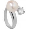 Prsteny JwL Luxury Pearls Stříbrný prsten s bílou perlou a čirým krystalem JL0432