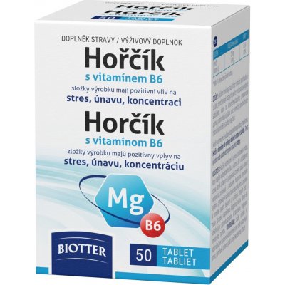 Biotter Hořčík 125 mg s vitam.B6 50 tablet – Hledejceny.cz