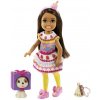 Panenka Barbie Mattel Barbie Chelsea v dortíkovém kostýmu s pejskem GRP71