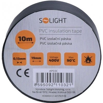 Solight AP03C Elektroizolační páska 19 mm x 0,13 mm x 10 m černá – Zboží Mobilmania