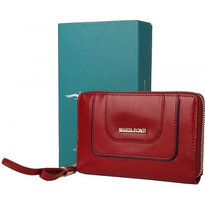 Malá luxusní celozipová kožená peněženka Marta Ponti B703 tmavě červená – Zboží Mobilmania