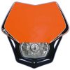 Moto řídítko UNI přední maska včetně světla V-Face, RTECH (oranžovo-černá)
