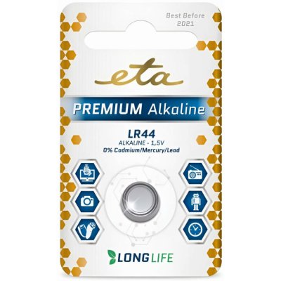 ETA PREMIUM ALKALINE LR44 1ks LR44PREM1 – Zboží Živě