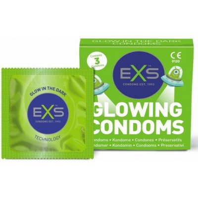 EXS Glow in Dark Condoms 3 ks svítící latexové kondomy – Zboží Mobilmania