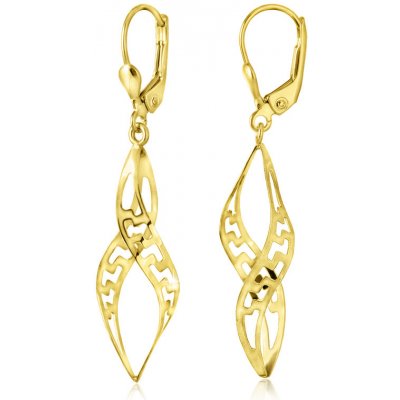 Gemmax Jewelry zlaté visací Spirály s řeckým vzorem mat GLEYN3416 – Zboží Mobilmania