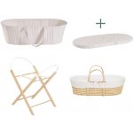 Ahojbaby sada Mojžíšův košík pro miminko Paper Dream se skládacím stojanem natural, bílým potahem – Zboží Mobilmania
