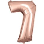 Fóliový balónek číslo "7" RŮŽOVO ZLATÝ 86 cm