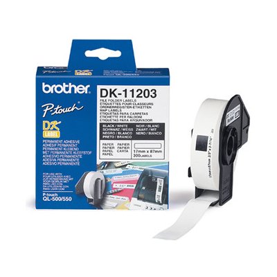 Papírové štítky Brother DK11203, 17mm x 87mm, bílá, 300 ks, pro tiskárny řady QL