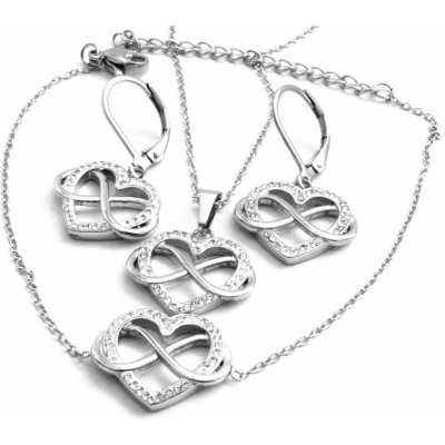 Steel Jewelry Set náhrdelník náramek a náušnice srdce s nekonečnem z chirurgické ocel 180470