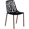 Zahradní židle a křeslo Fast Hliníková stohovatelná jídelní židle Forest, 48x53x81 cm, nohy iroko, lakovaný hliník powder grey
