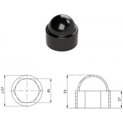 Kovoinox Krytka plastová na matice a šrouby M30, černá – Hledejceny.cz