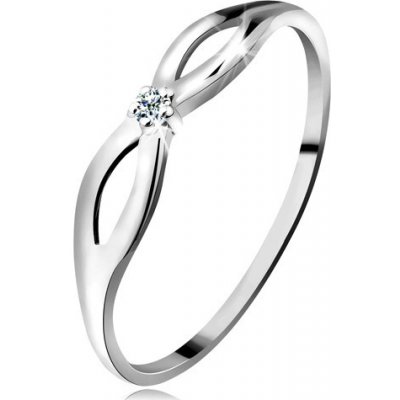 Šperky eshop prsten v bílém zlatě s čirým zářivým briliantem lesklá ramena s výřezy BT502.92 – Zboží Mobilmania