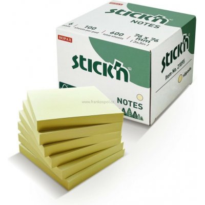 Samolepicí bloček Stick'n by Hopax FSC, 76 x 76 mm, 6 x 100 lístků, žlutý – Hledejceny.cz